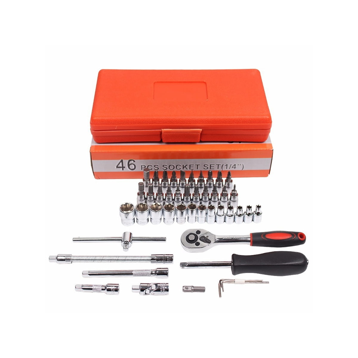 46 шт. 1/4 'dr Crv стальной метрический набор инструментов для ремонта автомобиля набор инструментов с трещоткой